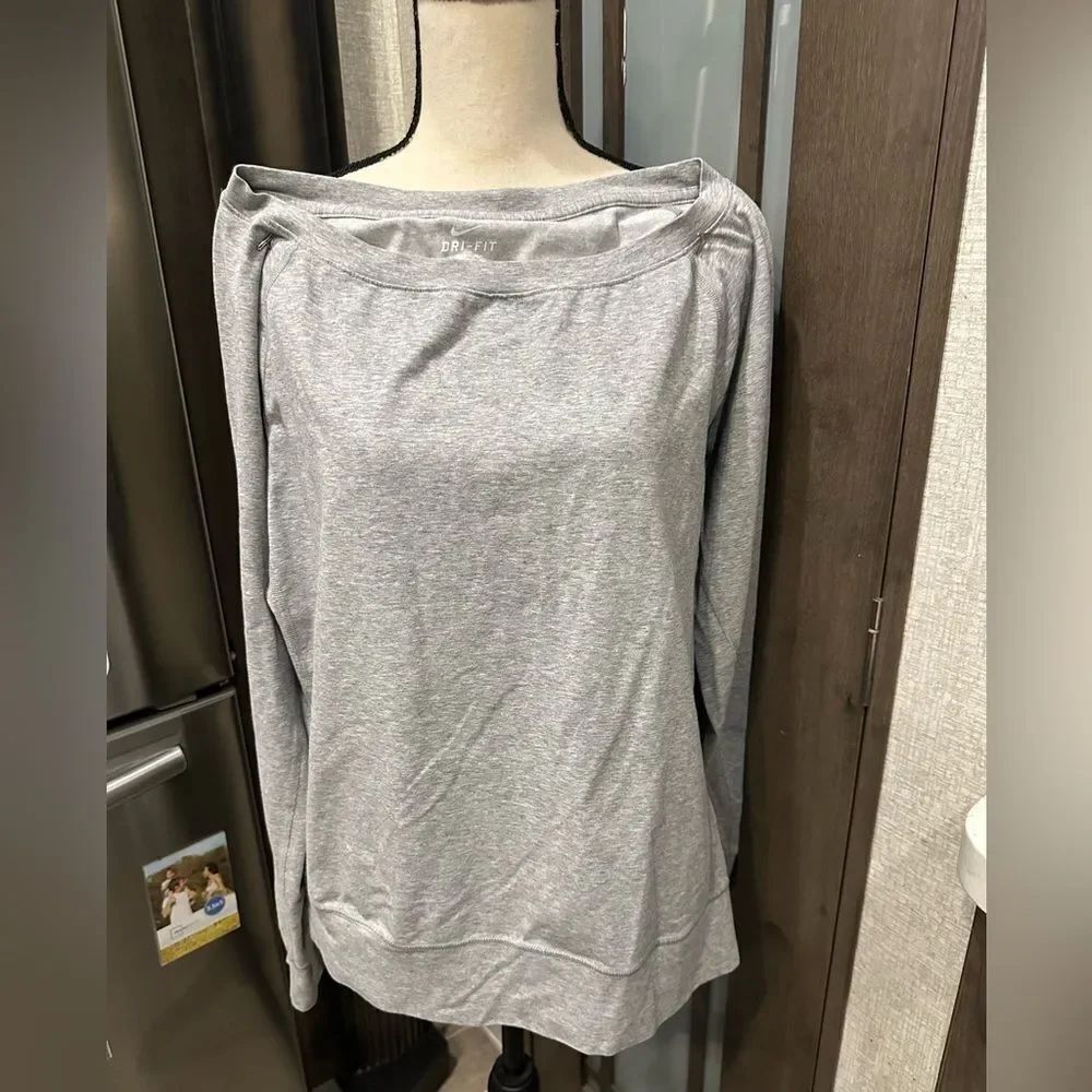 Nike Gray Off-Shoulder Sweatshirt